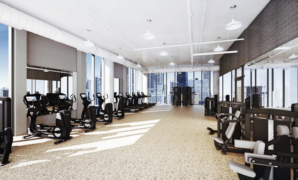 Fitness center with gym equipment